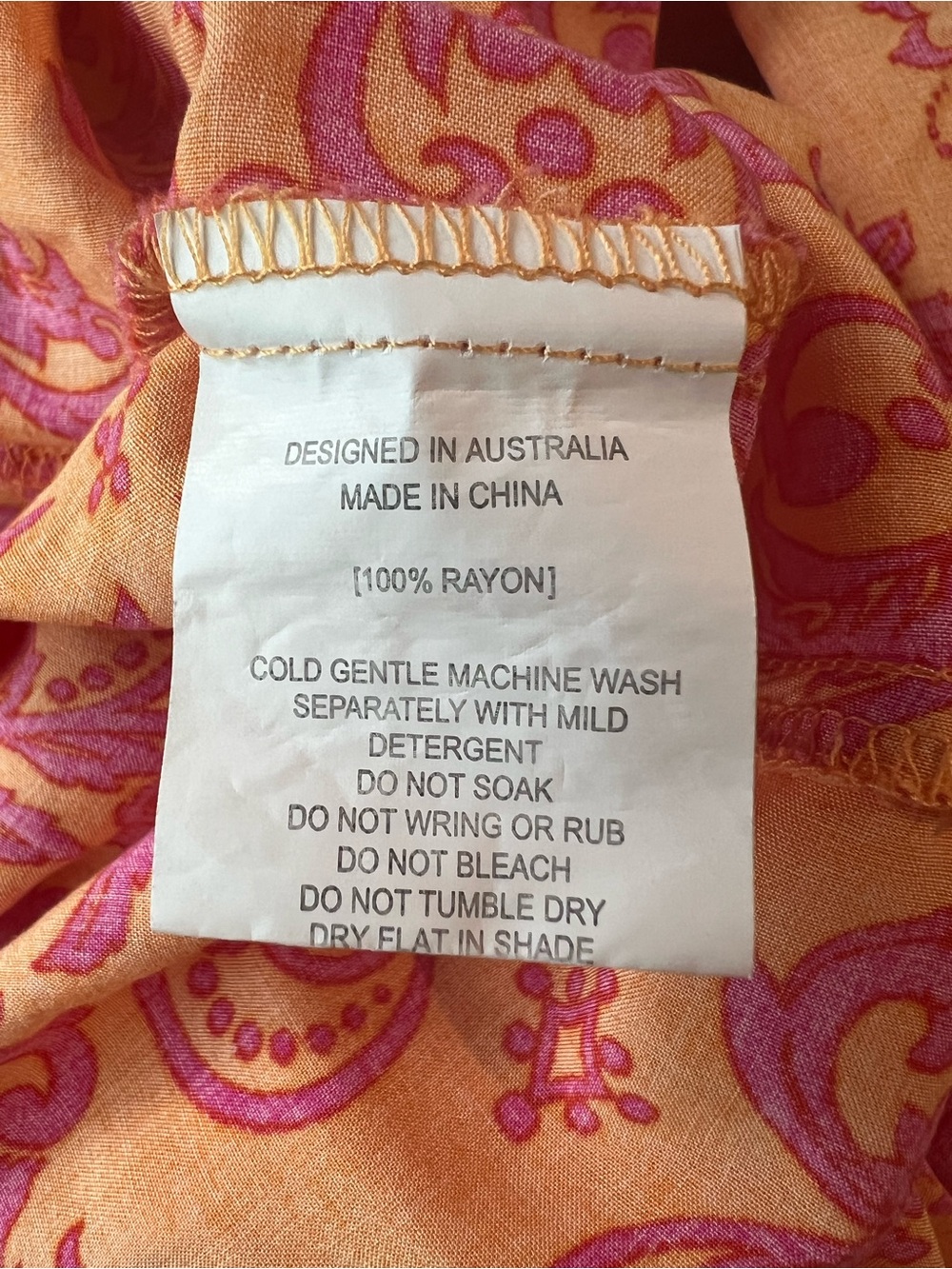 Abel The Label Bondi Strapless Smocked Tiered Maxi Dress Orange Pink Paisley M - Picture 5 of 7